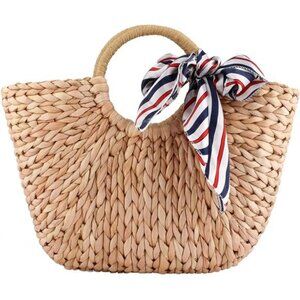 Summer Rattan Bag for Women Straw Hand-woven Top-handle Handbag